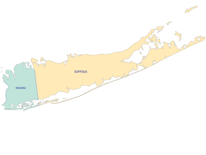 Map of Long Island, NY